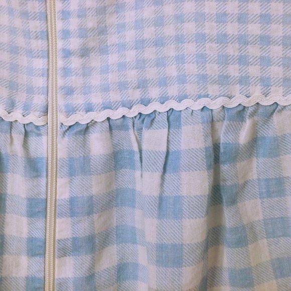Vintage 80s Granada Gingham Ric-Rack Cottage House Dress M/L Pockets Zip-Front - Picture 6 of 10